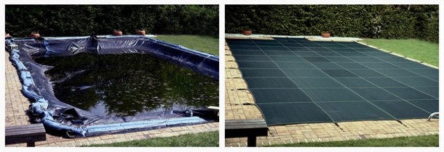 Copertura Invernale Per Piscina Oscurante - PVC 650 G/m², 6 X 3 M, Con Ancoraggi E Gomme, Antigelo