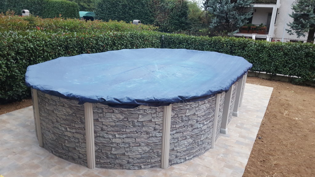 Copertura rotonda per piscina, impermeabile con lacci, resistente alla